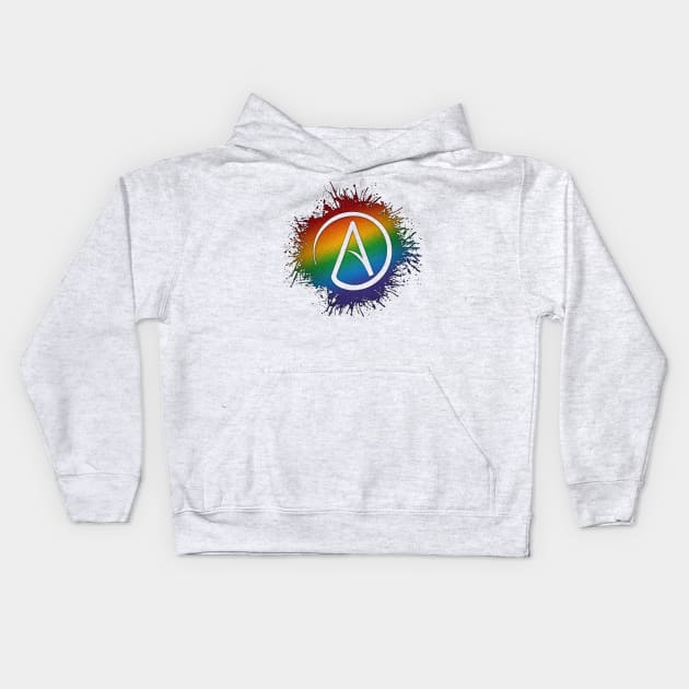 Rainbow Atheist Symbol Kids Hoodie by LiveLoudGraphics